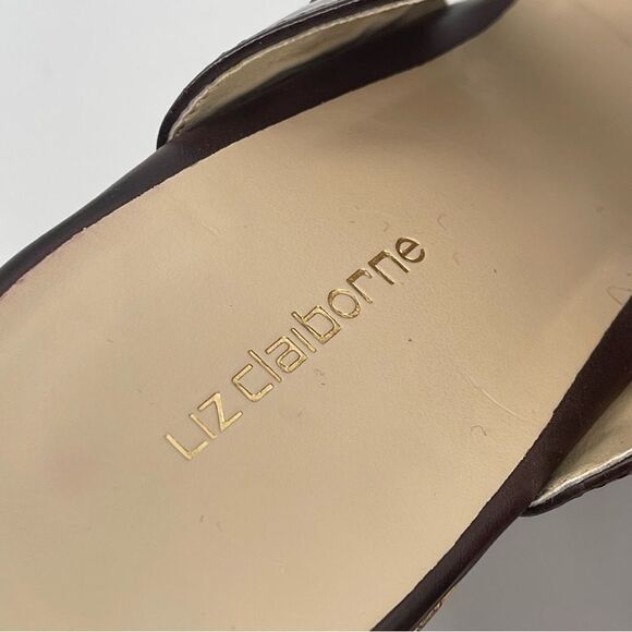 Liz Claiborne Women’s Brown Faux Leather Slip-On Platform Wedge Sandals Size 9 - Picture 7 of 16